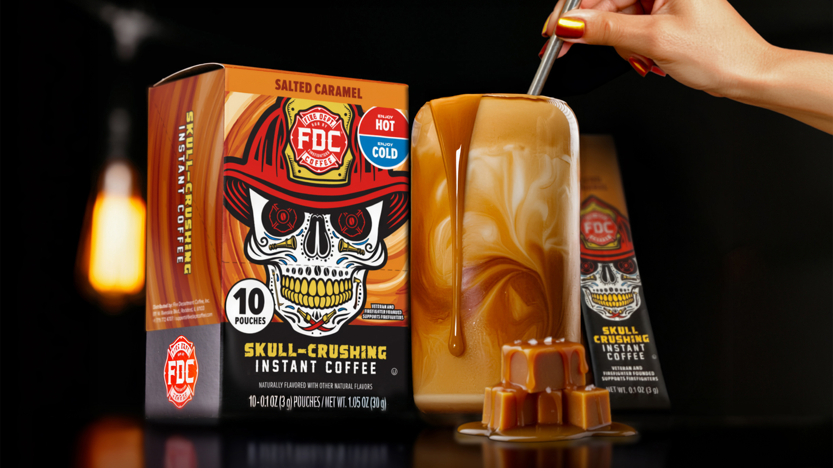 Fire Department Coffee Expands Premium Instant Line with Salted Caramel Skull-Crushing Instant Coffee