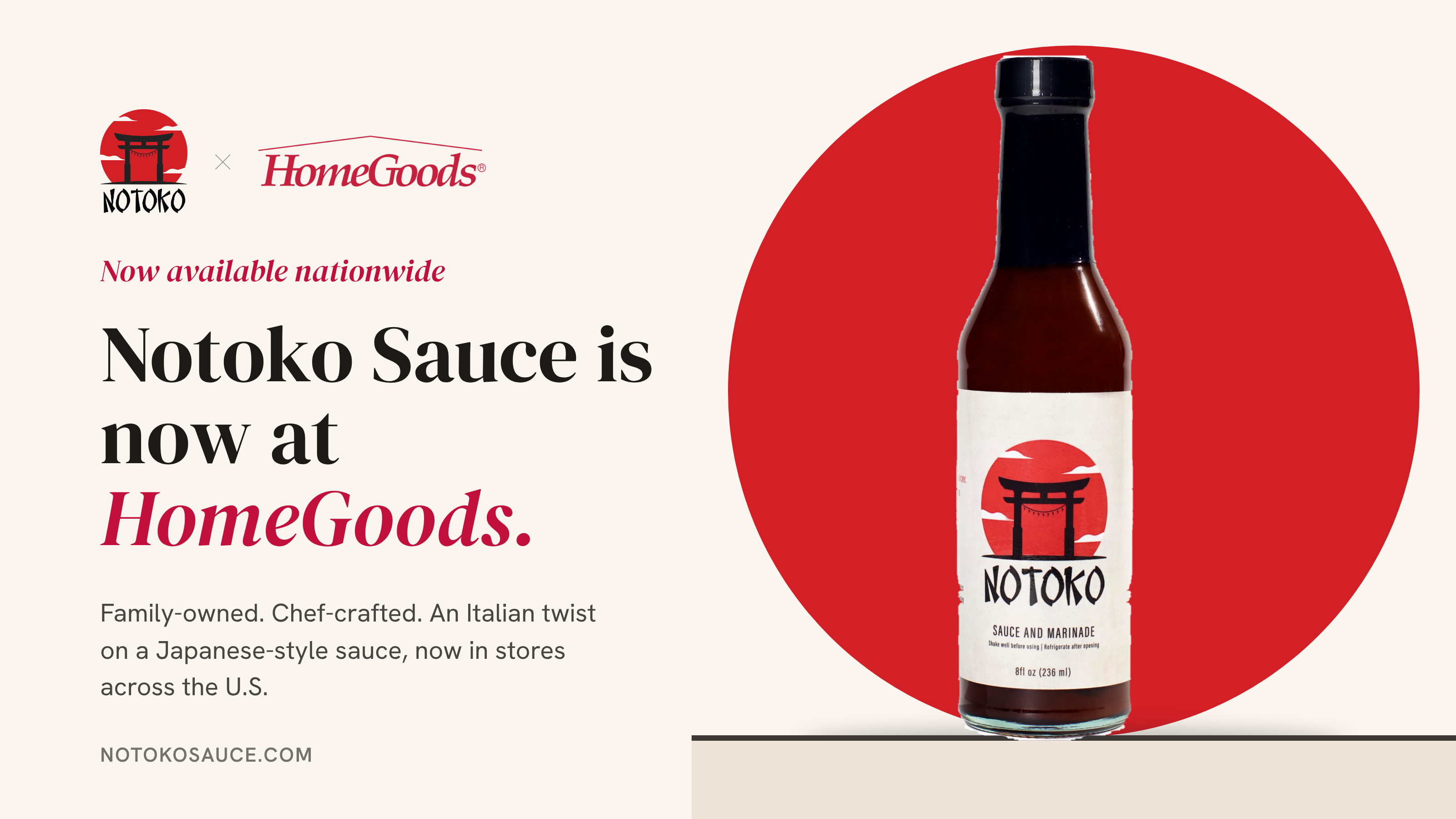 Family-Owned Notoko Sauce Secures National Distribution with HomeGoods in Less Than Two Years