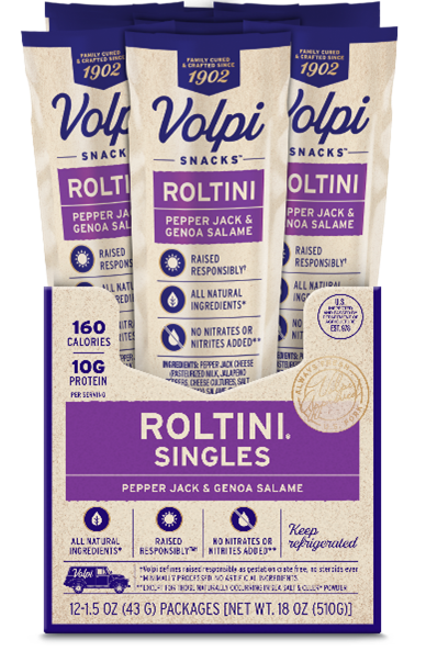 Volpi Foods Introduces Pepper Jack and Genoa Salame Roltini Singles for On-the-Go Snacking